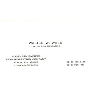Walter W. White Southern Pacific Transportation Long Beach Business Card SD4-B4